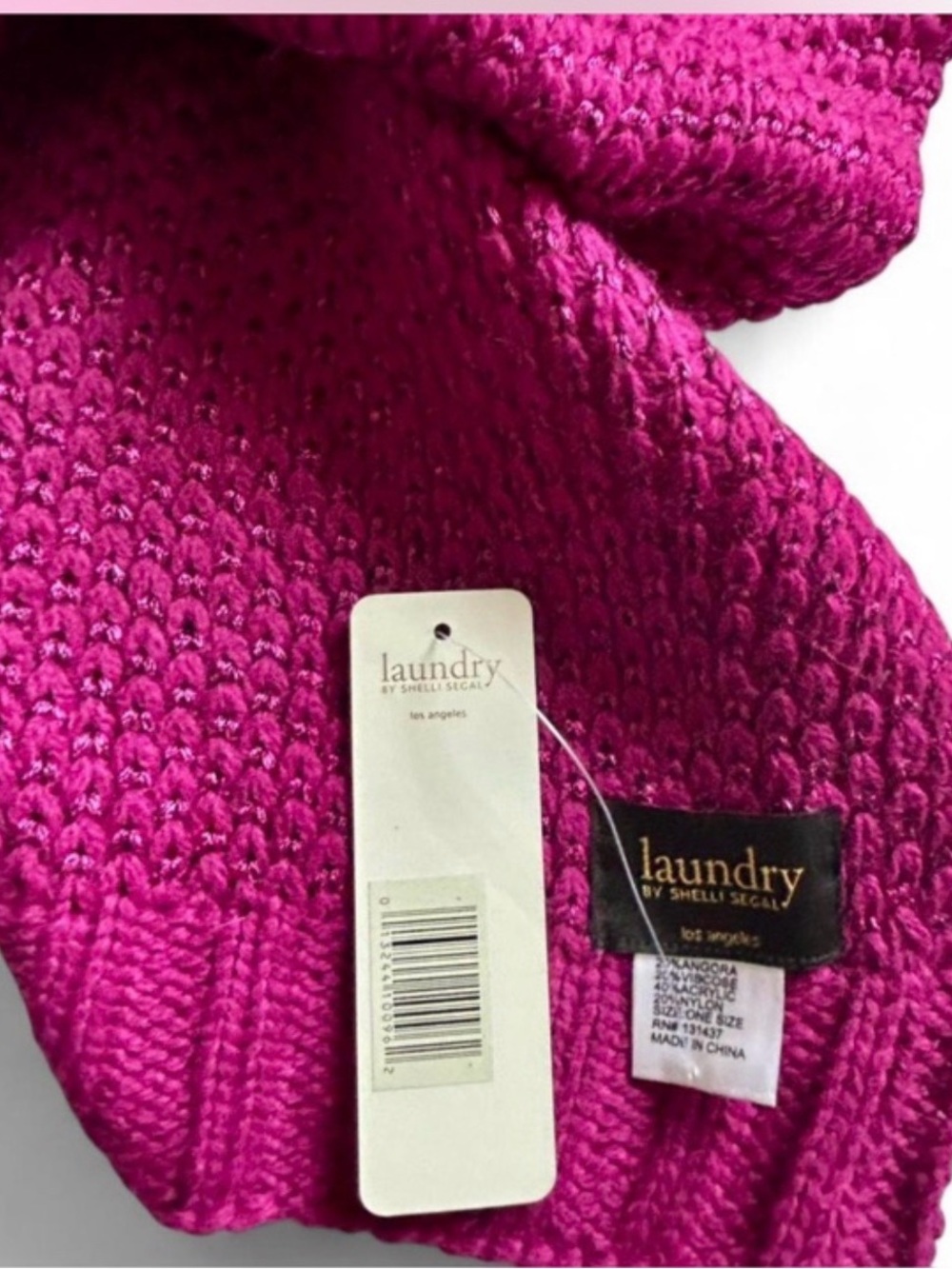Laundry by Shelli Segal NWT Scarf & Fingerless Gloves Set Pink Angora Blend